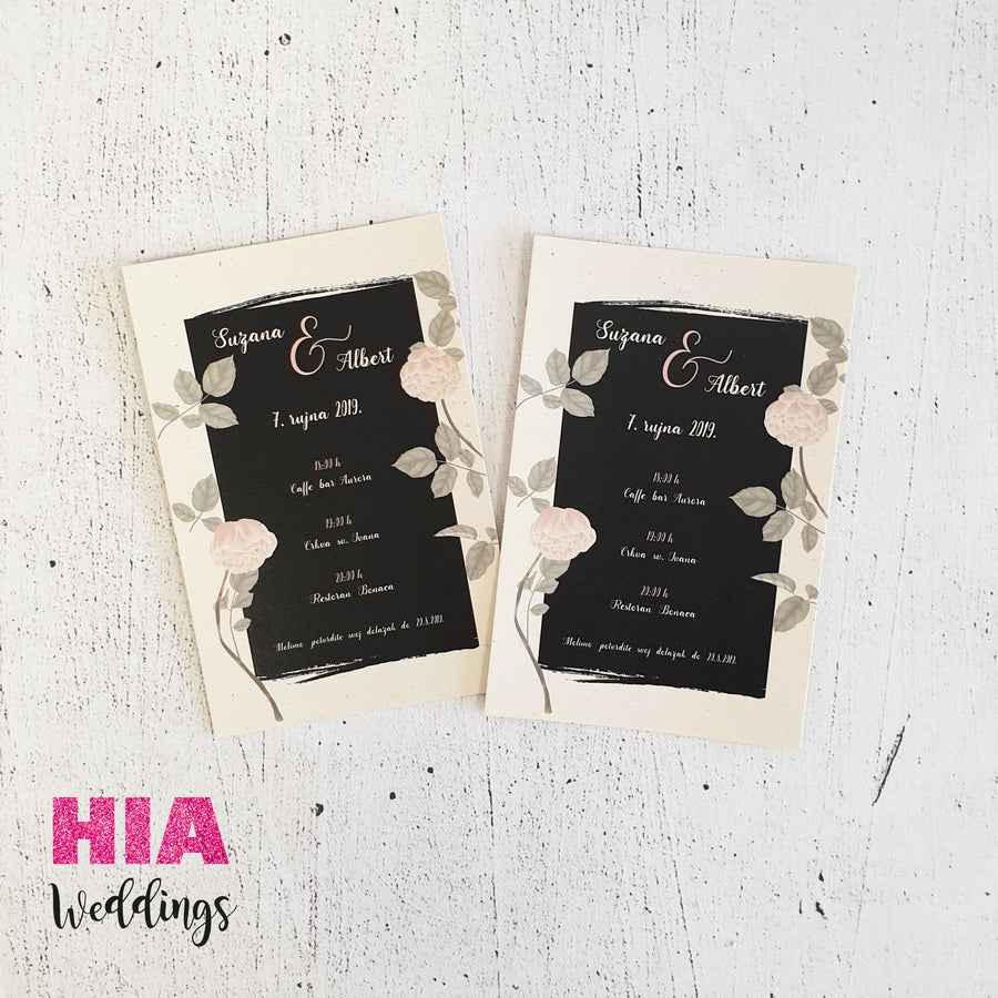 Pozivnice Za Vjenčanje - Dizajn 26 - Format A - Papir: bijeli @HIA Weddings