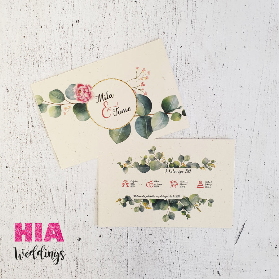 Pozivnice Za Vjenčanje - Dizajn 27 - Format A - Papir: Flora Avorio @HIA Weddings