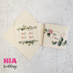Pozivnice Za Vjenčanje - Dizajn 27 - Format J - Papir: Flora Avorio @HIA Weddings