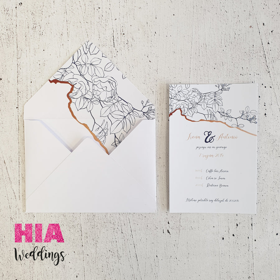Pozivnice Za Vjenčanje - Dizajn 30 - Format A - Papir: Perla @HIA Weddings