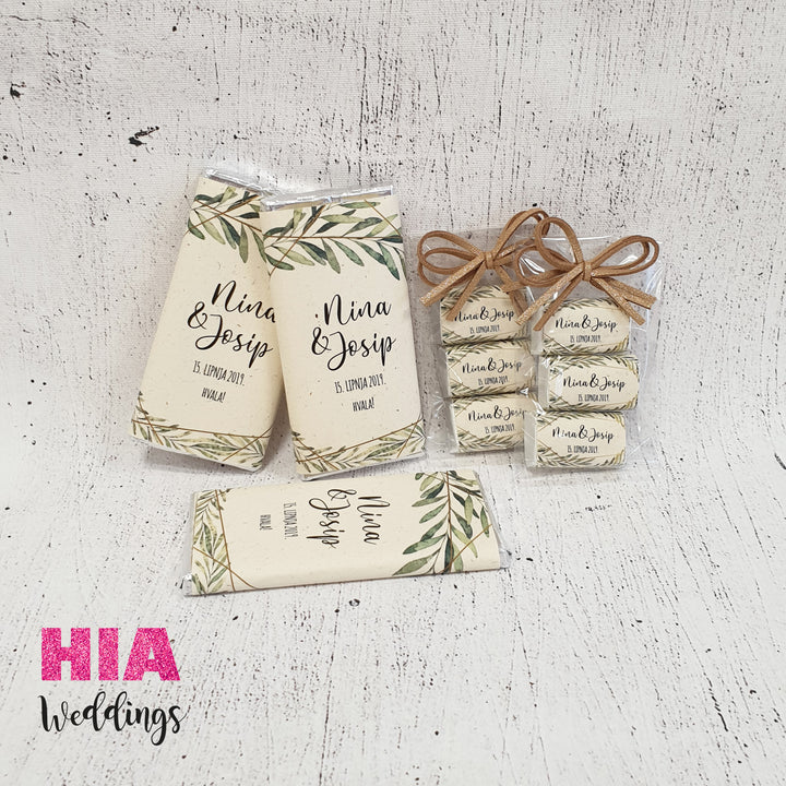 Zahvalnice Za Vjenčanje - Pokloni Za Goste - Konfeti - Konfete - Zahvalnice Mini Čokoladice (3 kom) -  Dizajn Po Želji @HIAWeddings