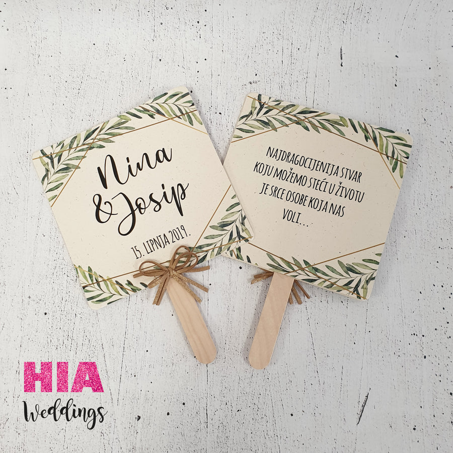 Lepeze Za Vjenčanje - Reveri Lepeze Za Vjenčanje - Zahvalnice Lepeze Za Vjenčanje - Dizajn Olive Flora @HIA Weddings