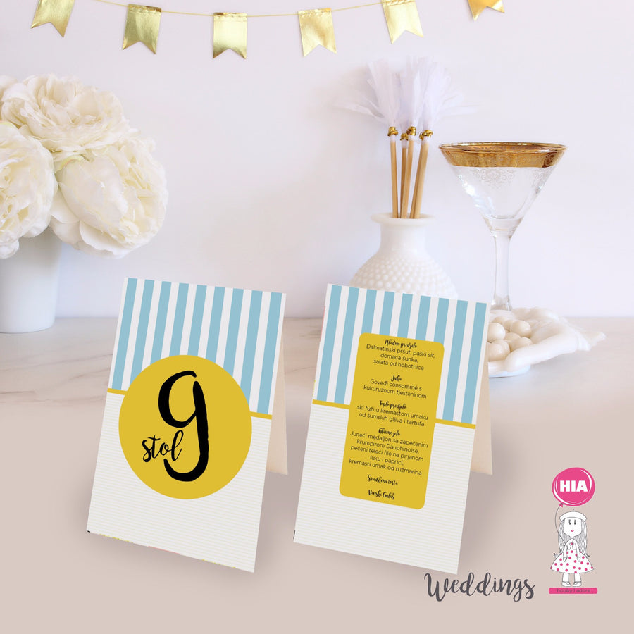 Brojevi Za Stolove - Menu Za Vjenčanje Dizajn Bright Sailor @HIA Weddings