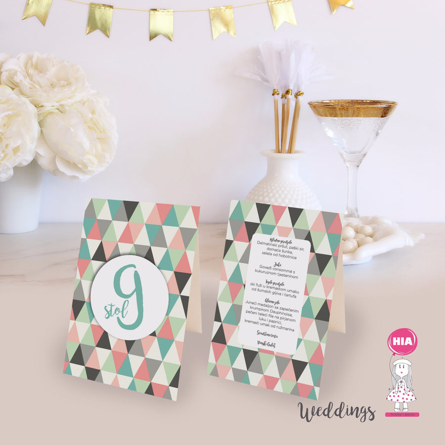 Brojevi za stolove - Menu Za Vjenčanje Dizajn Pastel Mosaic @HIA Weddings