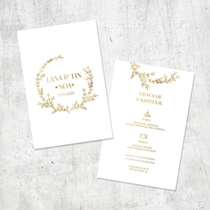 Poetic Gold - Pozivnice Za Krštenje - Dizajn No2 - Format A - Papir: bijeli