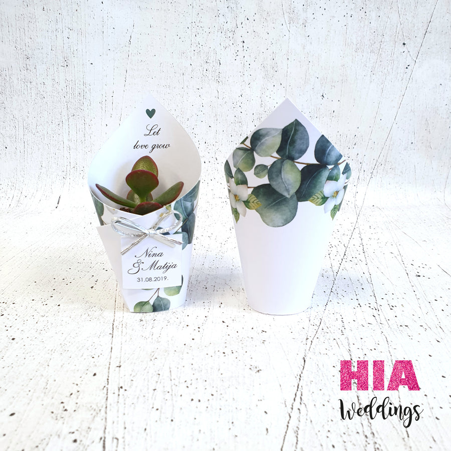 Zahvalnice Za Vjenčanje - Pokloni Za Goste - Konfeti - Konfete - Zahvalnice Sukulenti Dizajn No72 - Eucalyptus Dream @HIAWeddings