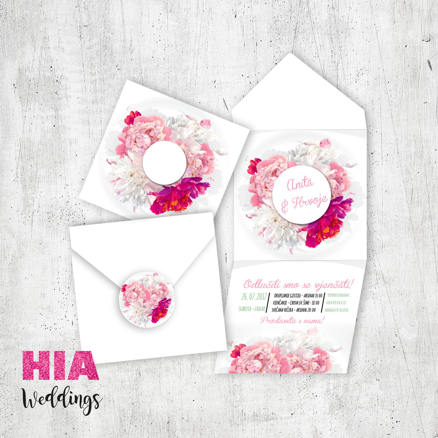 Pozivnice Za Vjenčanje - Dizajn 51 - Format H - Papir: bijeli @HIA Weddings