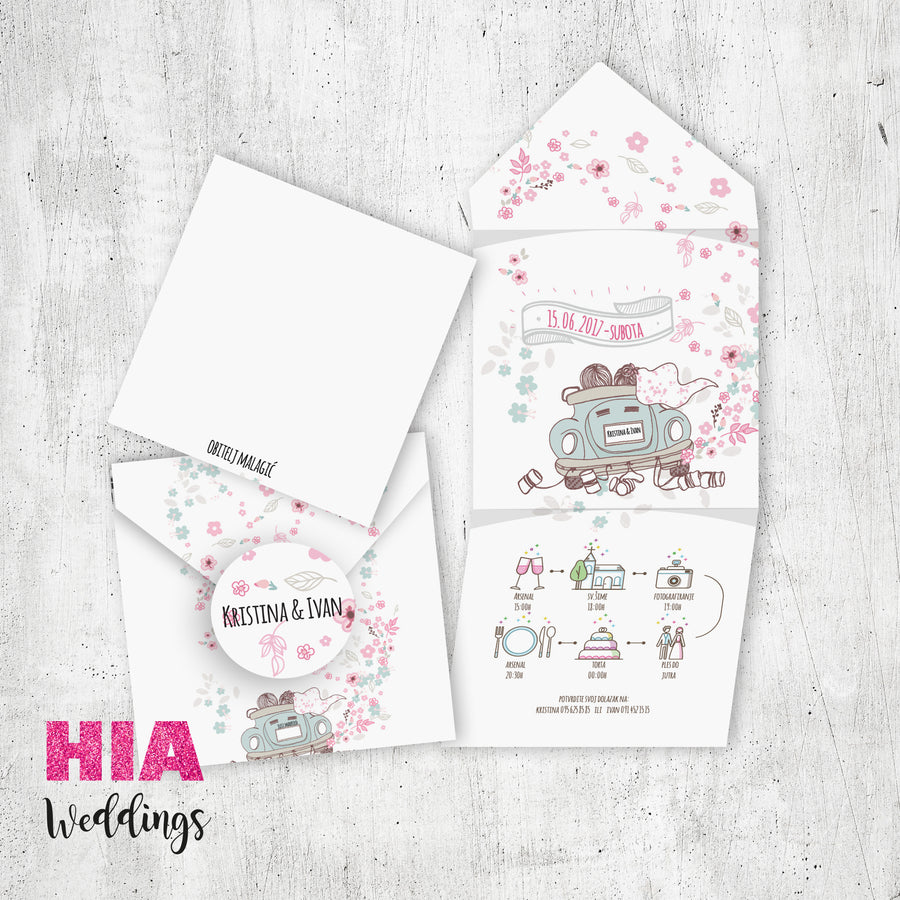Pozivnice Za Vjenčanje - Dizajn 54 - Format H - Papir: bijeli @HIA Weddings
