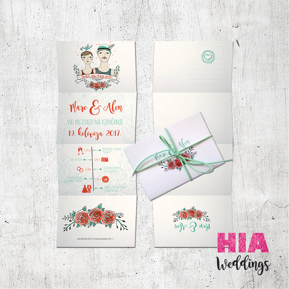 Pozivnice Za Vjenčanje - Dizajn 70 - Format K - Papir: bijeli @HIA Weddings
