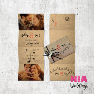 Pozivnice Za Vjenčanje - Dizajn 68 - Format K - Papir: craft @HIA Weddings