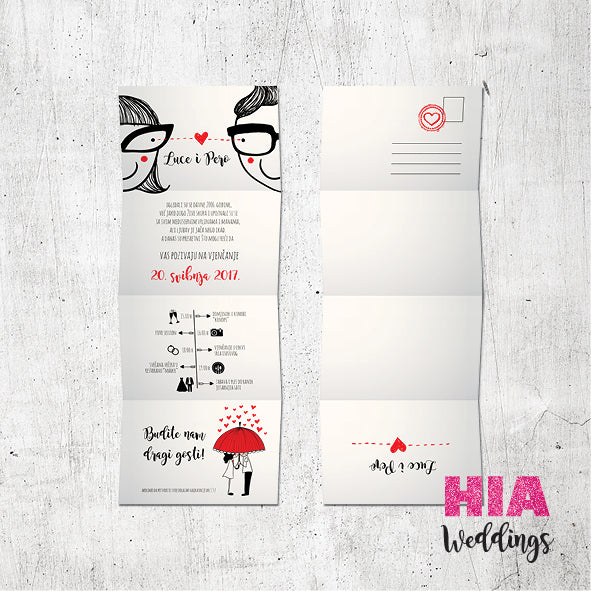 Pozivnice Za Vjenčanje - Dizajn 69 - Format K - Papir: bijeli @HIA Weddings