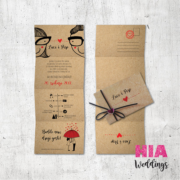 Pozivnice Za Vjenčanje - Dizajn 69 - Format K - Papir: craft @HIA Weddings