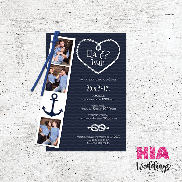 Pozivnice Za Vjenčanje - Dizajn 46 - Format F - Papir: bijeli @HIA Weddings