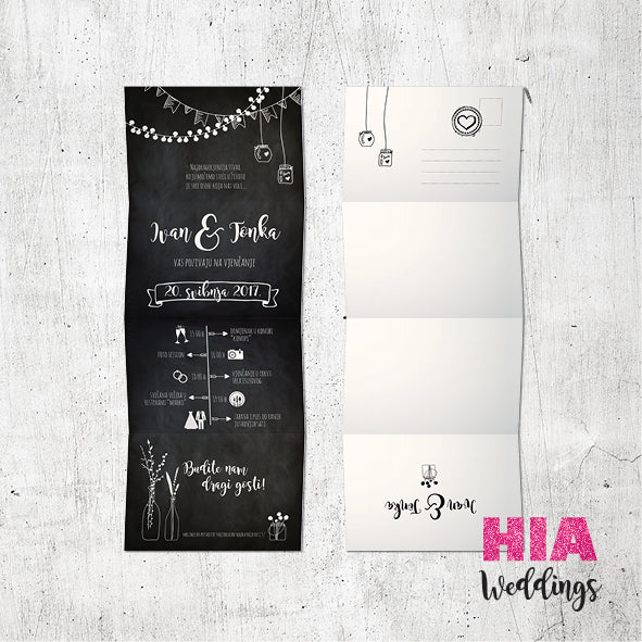 Pozivnice Za Vjenčanje - Dizajn 71 - Format K - Papir: bijeli @HIA Weddings