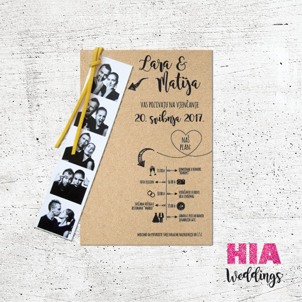 Pozivnice Za Vjenčanje - Dizajn 42 - Format F - Papir: craft @HIA Weddings