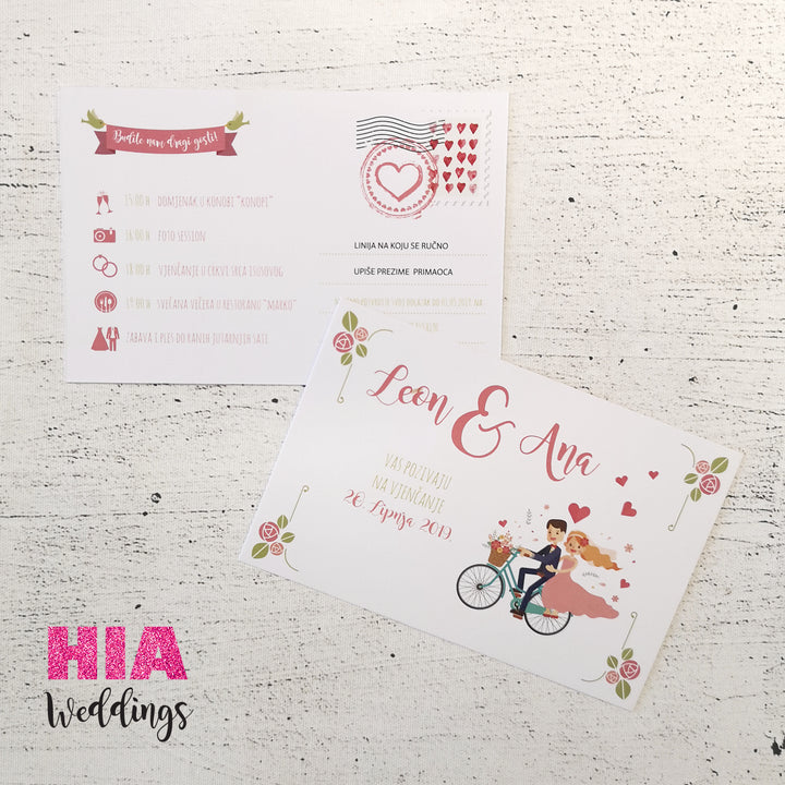 Pozivnice Za Vjenčanje - Dizajn 33 - Format A - Papir: Bijeli @HIA Weddings