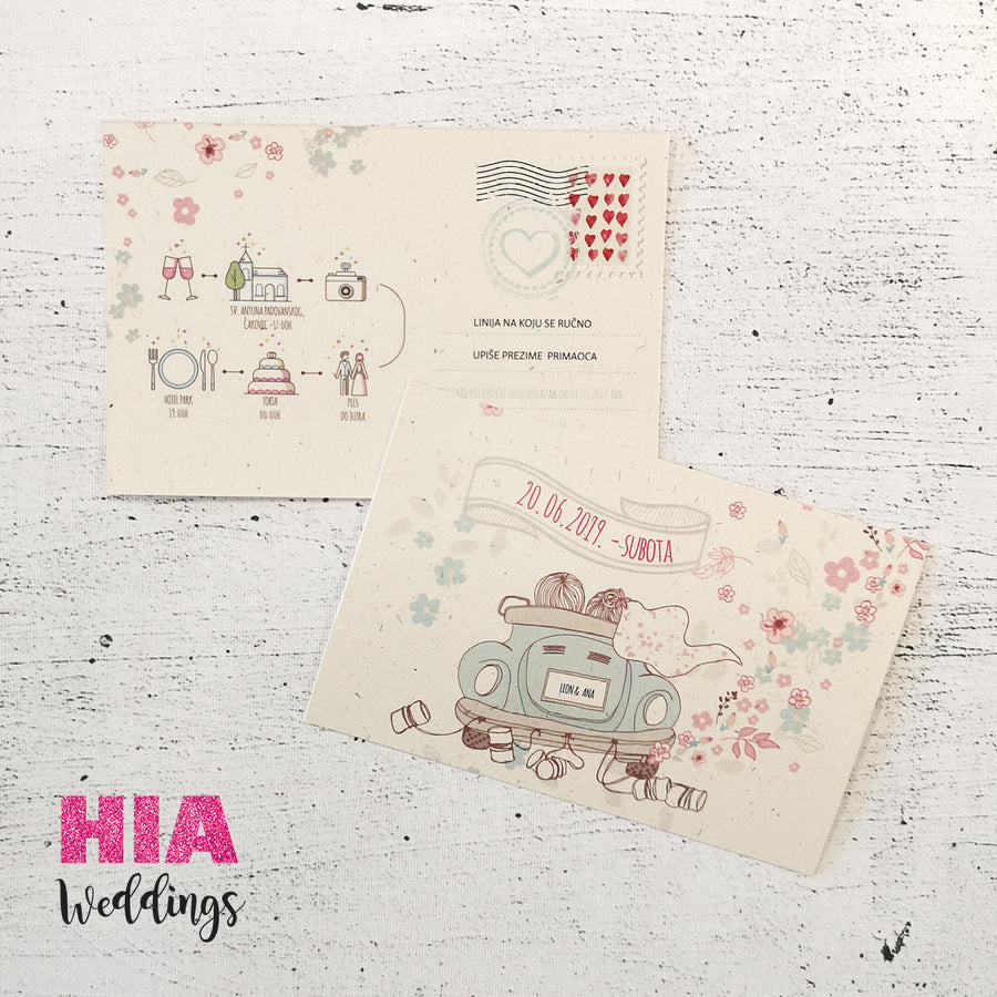 Pozivnice Za Vjenčanje - Dizajn 34 - Format A - Papir: Flora Avorio @HIA Weddings