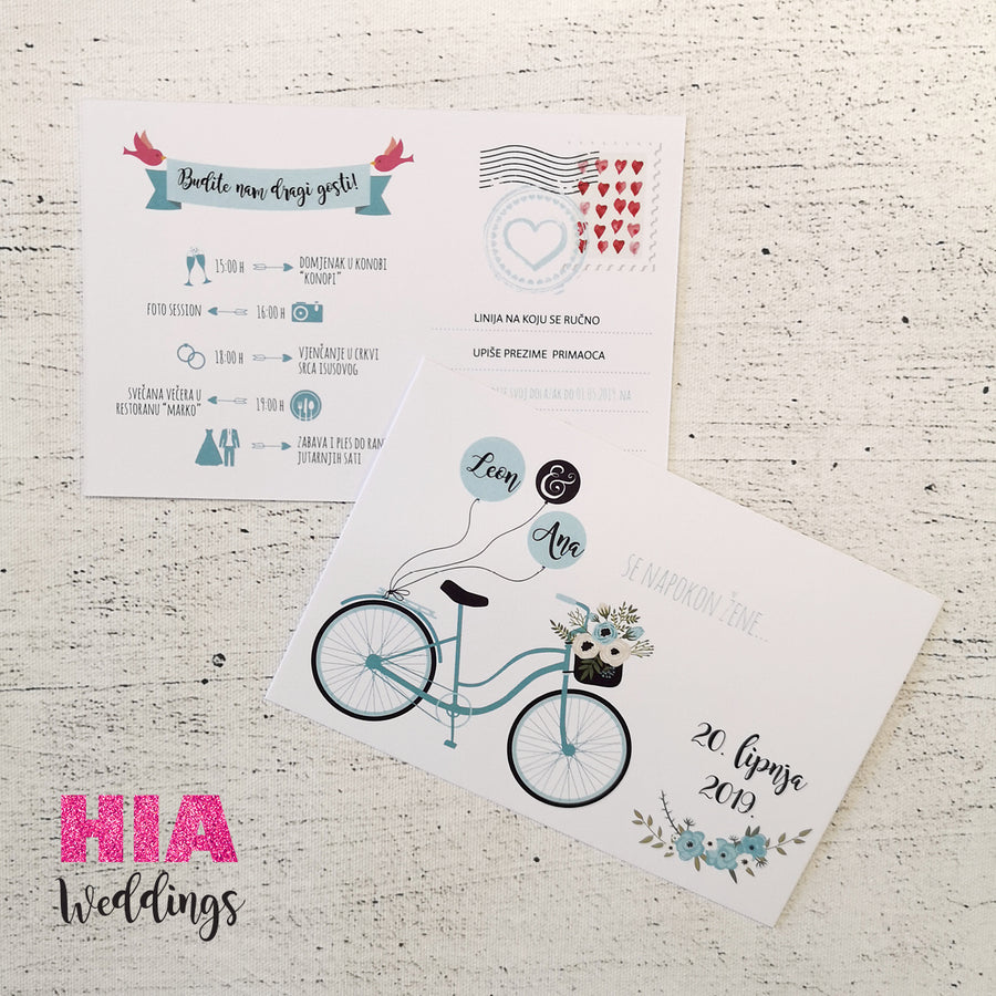 Pozivnice Za Vjenčanje - Dizajn 32 - Format A - Papir: Bijeli @HIA Weddings
