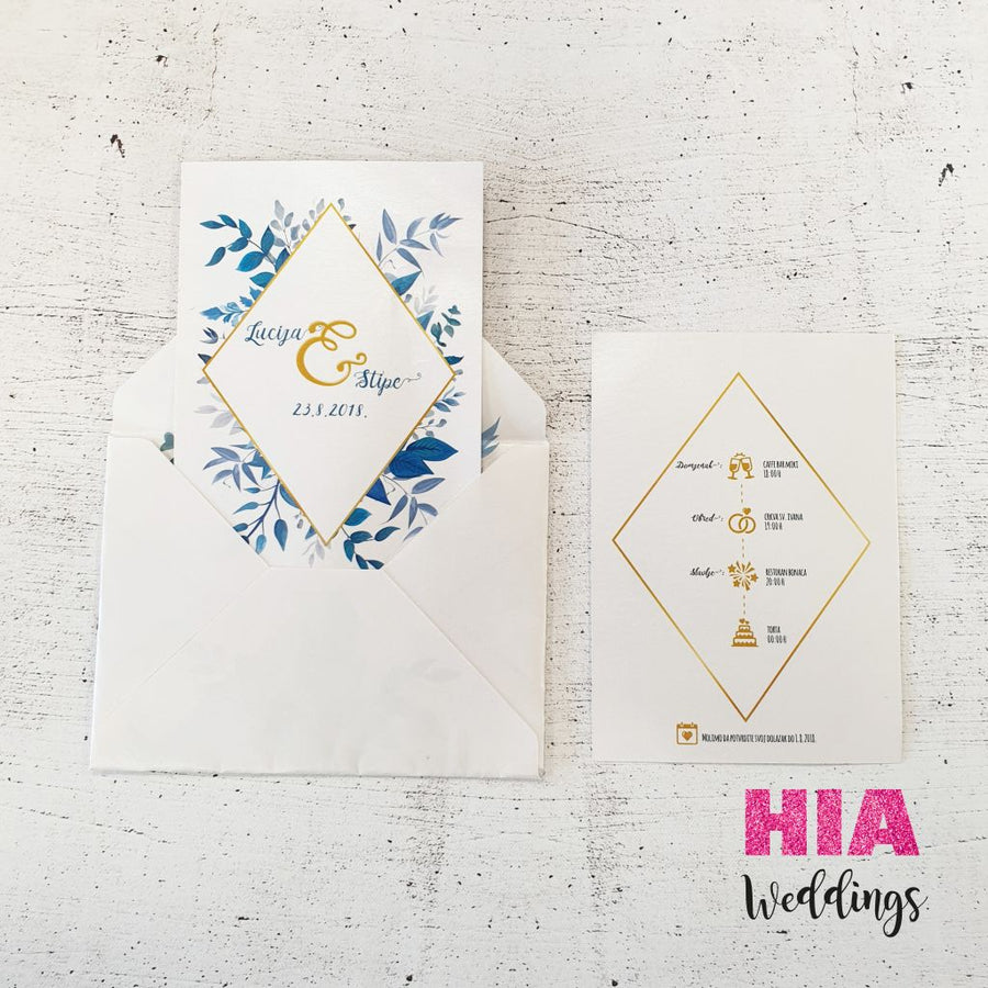 Pozivnice Za Vjenčanje - Dizajn 38 - Format A - Papir: bijeli @HIA Weddings