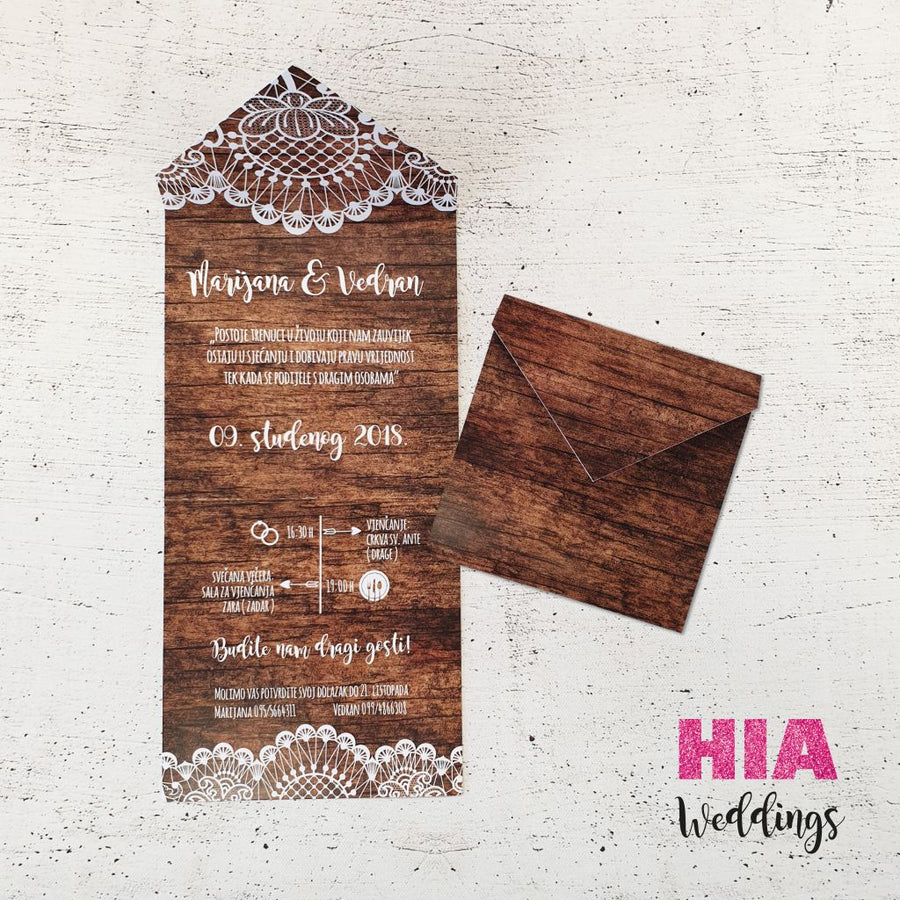 Pozivnice Za Vjenčanje - Dizajn 60 - Format H - Papir: bijeli @HIA Weddings
