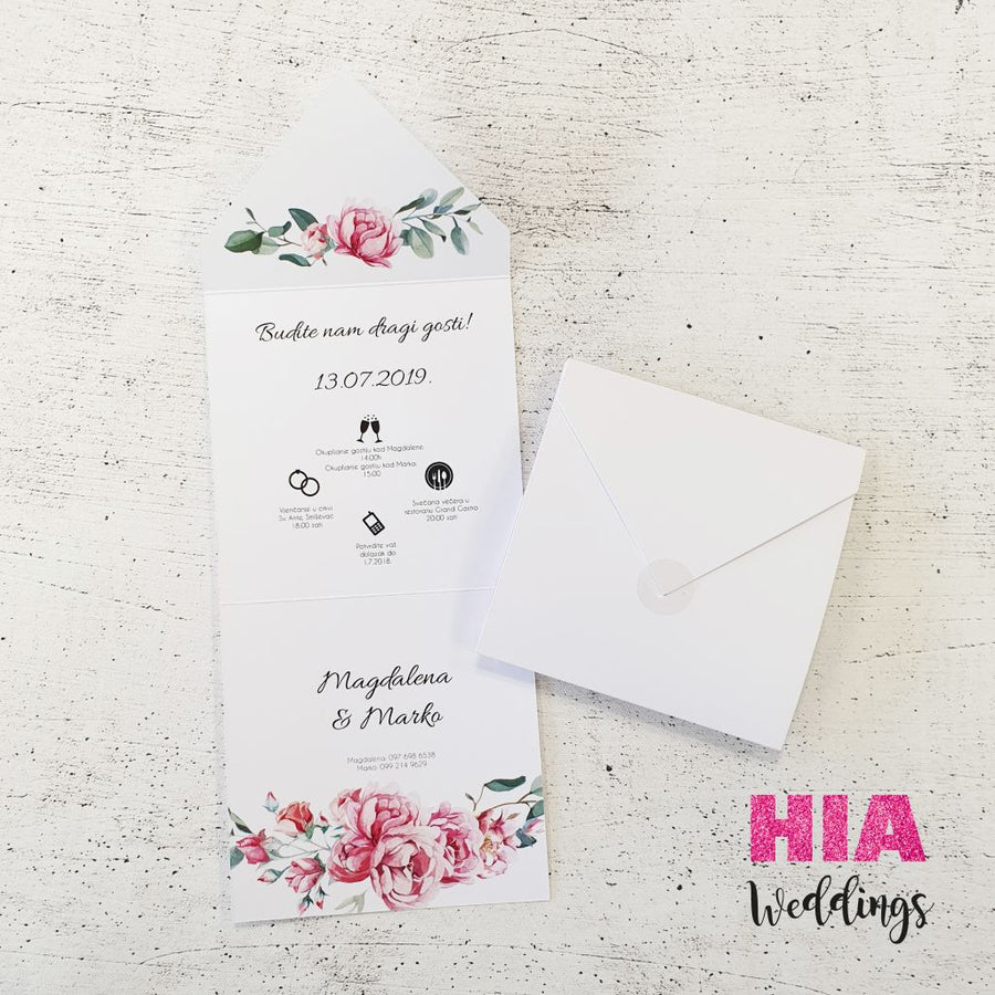Pozivnice Za Vjenčanje - Dizajn 57 - Format H - Papir: bijeli @HIA Weddings