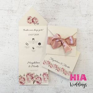 Pozivnice Za Vjenčanje - Dizajn 58 - Format H - Papir: Flora Avorio @HIA Weddings