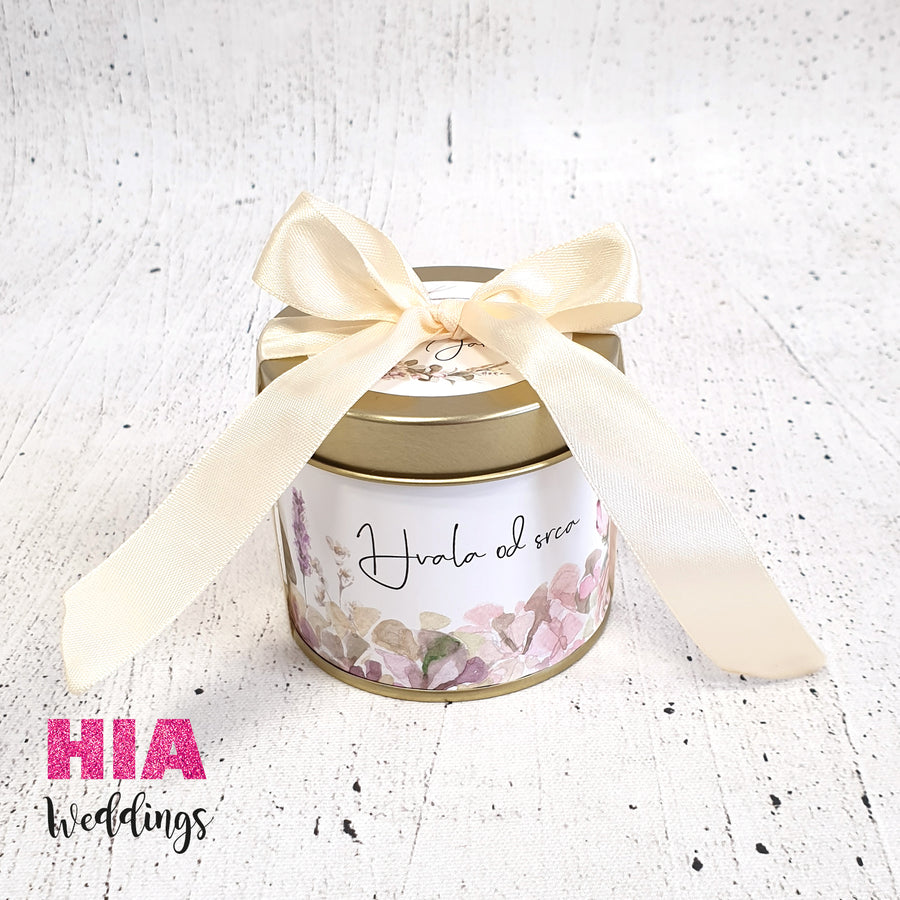 Zahvalnice Za Vjenčanje - Pokloni Za Goste - Konfeti - Konfete - Zahvalnice Mirisne Svijeće -  Dizajn Po Želji @HIAWeddings - Metal (Silver&Gold)
